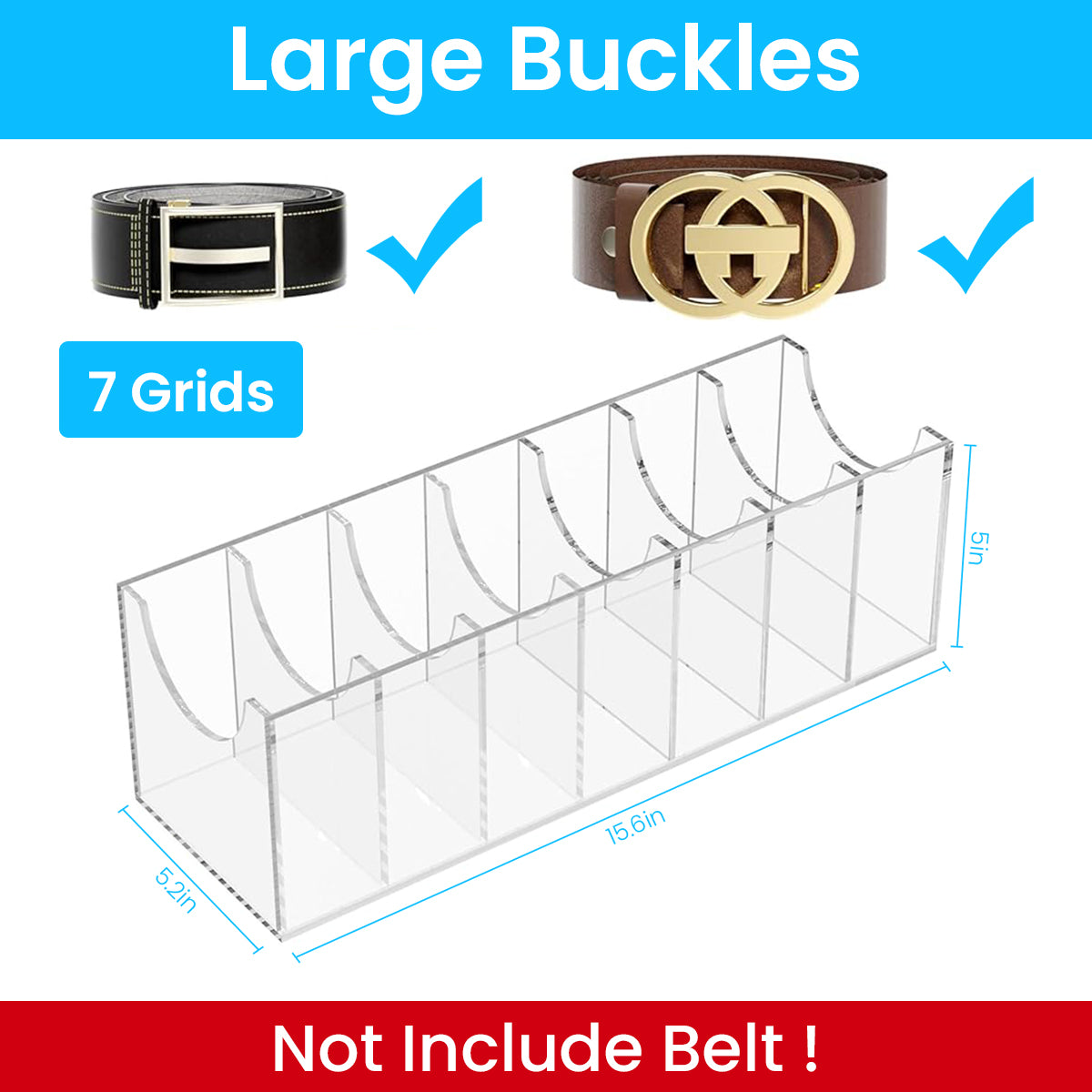 MAYCREATE Belt Organizer, Acrylic 7-Compartments Belt Container Storage Holder, Clear Belt Container Display Holder for Closet Tie and Bow Watch Jewelry Bracelets Ring Cosmetic MAYCREATE Belt Organizer, Acrylic 7-Compartments Belt Container Storage Holder, Clear Belt Container Display Holder for Closet Tie and Bow Watch Jewelry Bracelets Ring Cosmetic